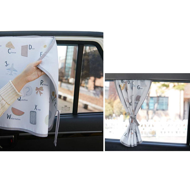BEBEDECO Magnetic Car Sun Shade Curtain for Side Window â€“ Sun Blocker and UV Protector for Baby, Kids, and Pets â€“ Universal Fit with Built-in Magnets for Steel-Framed Door (Be-Pastel Alphabet) - Image 2